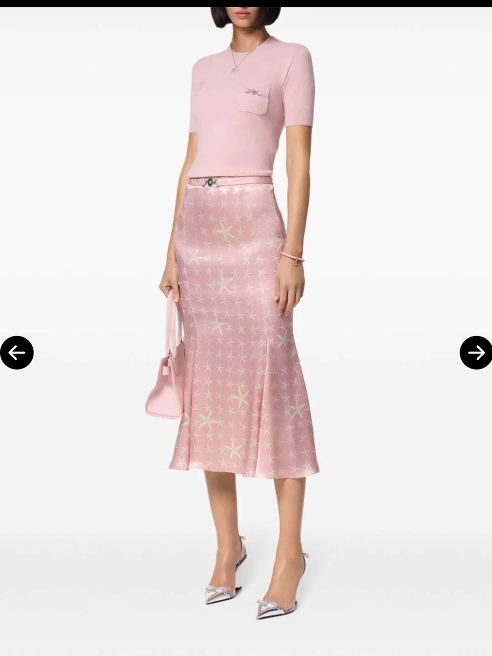 Versace Stella Marina Silk Midi Skirt